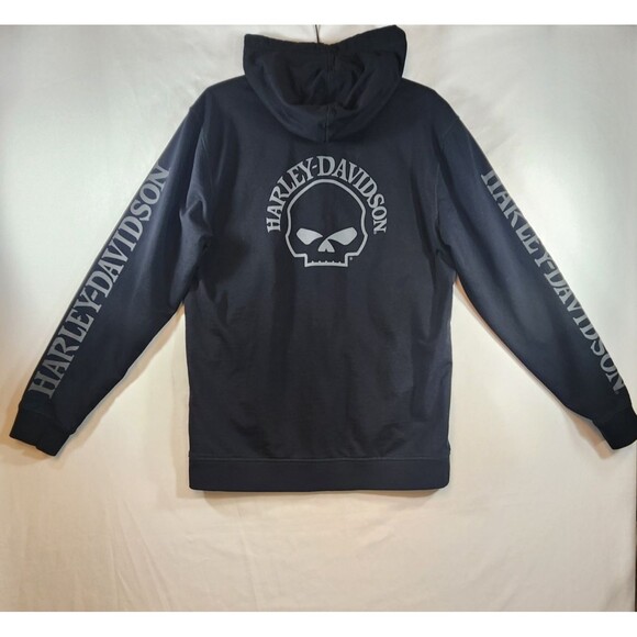 Harley Davidson Willie G Hooded Sweatshirt Black Mens Size Medium Full Zip - Picture 1 of 15